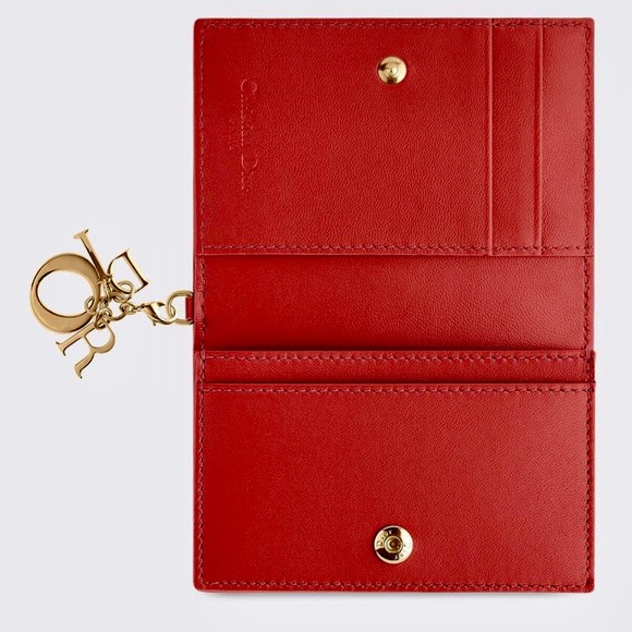 Dior Accessories - DIOR NIB Lady Dior Red Flap Card Holder Lambskin